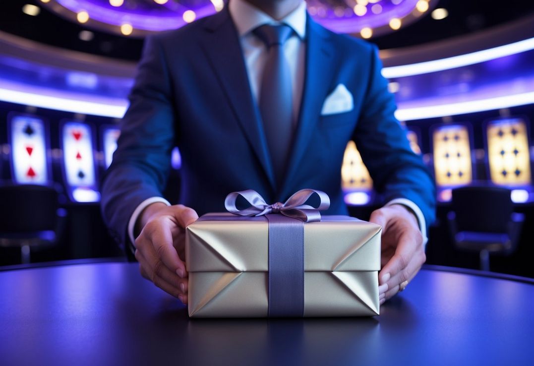 Mand med gave på casino