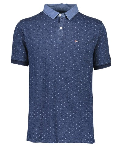 En simpel blå mønstret poloshirt fra Bison